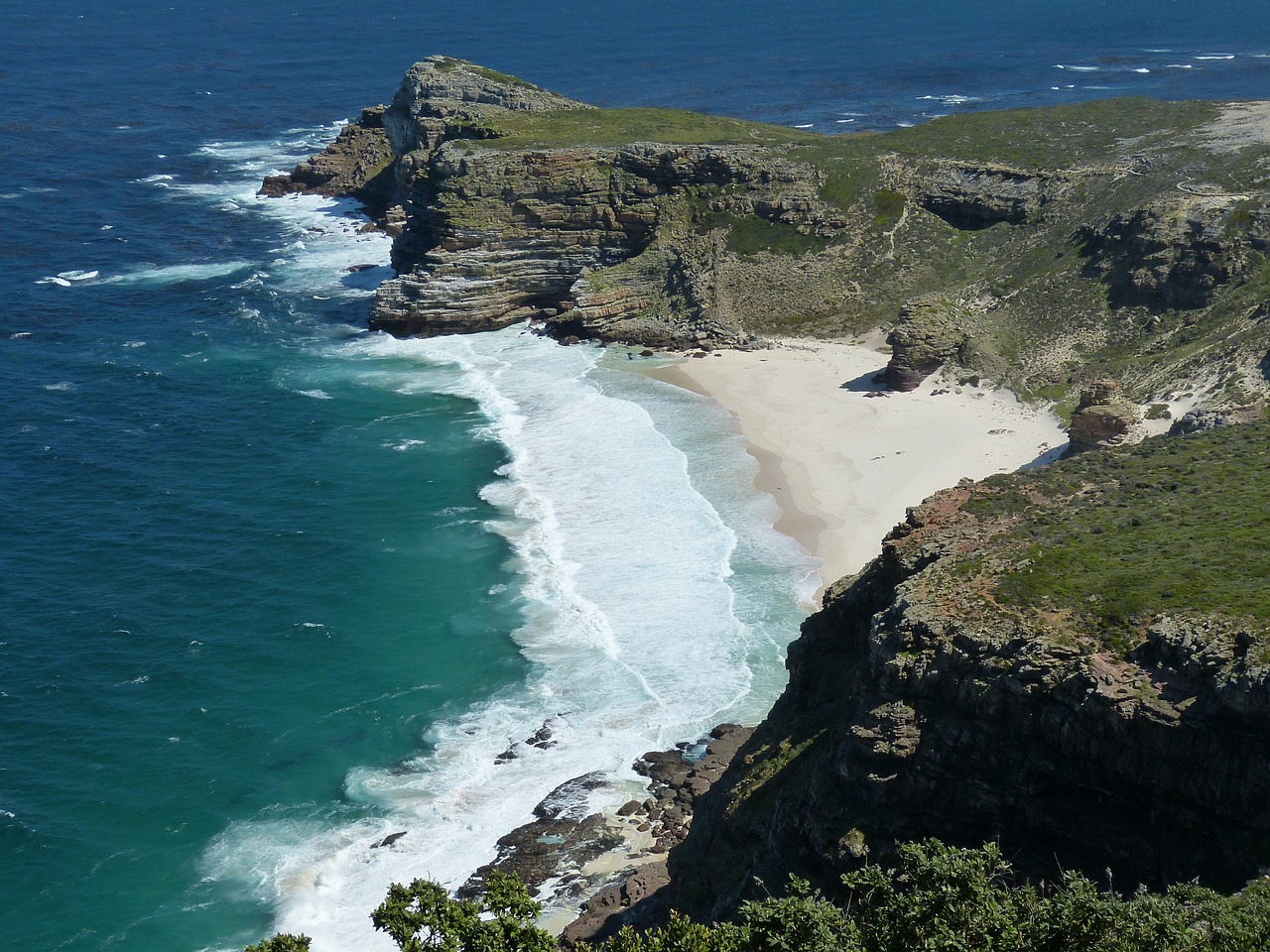 Vista aérea da praia da África do Sul